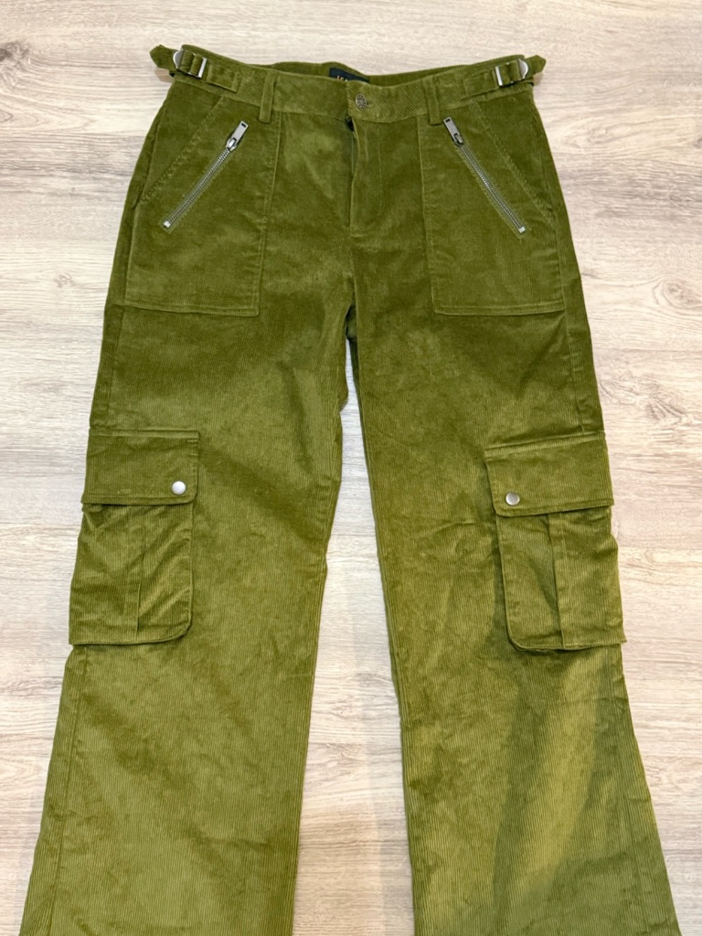 Vintage 90s dELiA*s Olive Green Corduroy Cargo Flare Pants Medium